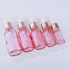 Botella de aceite esencial de vidrio transparente 5ml 10ml 15ml 20ml 30ml 50ml 100mL Esencia cuentagotas Botella cosmética de vidrio Rosa vacía - Product Image 4