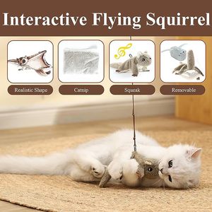 Juguetes de movimiento interactivo para mascotas, ardilla voladora automática recargable, juguete para gatos y pájaros con hierba gatera - Product Image 6