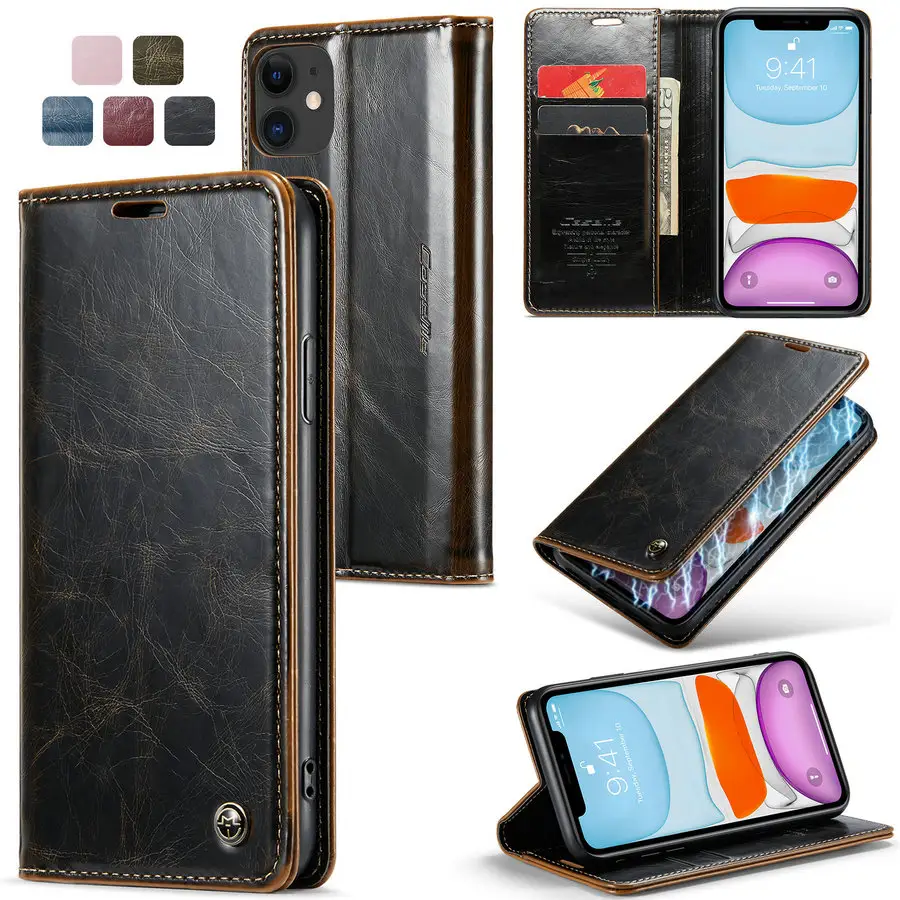 Caseme Hot Promotie Voor Iphone 11 Case Cover Magnetische Leather Bedrijf Stijlvol Voor Iphone 11 / 11 Pro Max Portemonnee telefoon Case