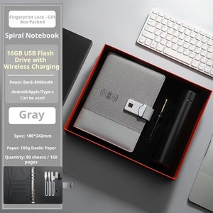 Aangepaste Multifunctionele Slimme Powerbank Elektronische <span class=keywords><strong>Notebook</strong></span> Usb Drive En Pen Geïsoleerde Fles Cadeau Set Met Draadloos Opladen - Product Image 3