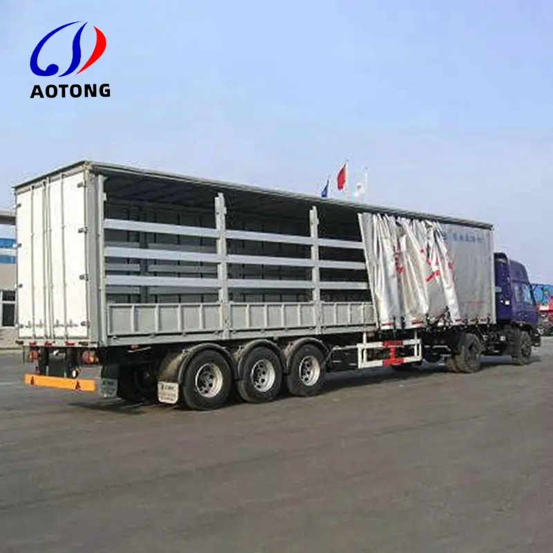 Semirremolque de transporte de caja de remolque bajo de fabricación, remolque de camión lateral con cortina de 45 pies y 53 pies a la venta