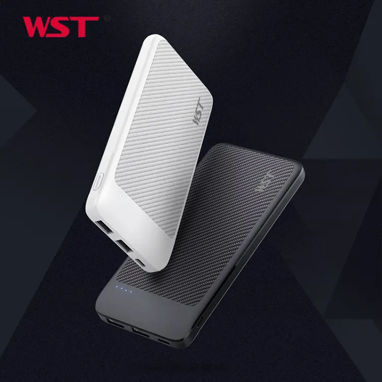 WST Harga Langsung dari Pabrik Perlindungan Hubungan Arus Pendek Portabel Ramping 10000 Mah Pengisi Daya Baterai Bank Daya untuk Ponsel