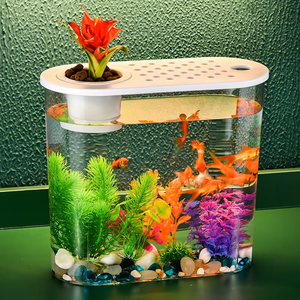 Shatterproof Huisdier Aquarium Met Planten Bovenop Voor Betta Vis Goudvis Transparante Schildpad Aquarium Aquarium Aquarium Eettafel