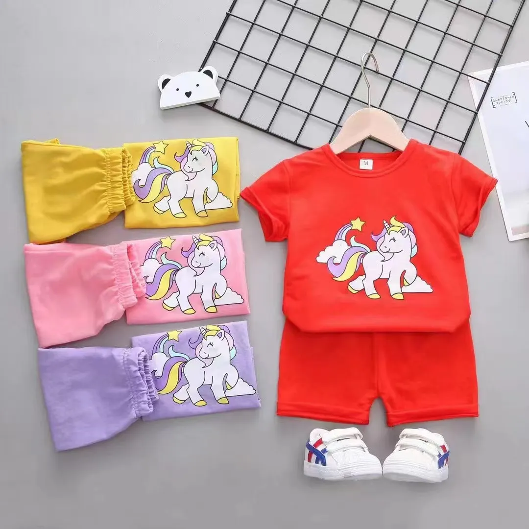 Peuter Kids Tweedelige Zomer Sets Baju Baby Meisje Stijlen T-shirt Tops Shorts Broek Peuter Baby Girl Outfit