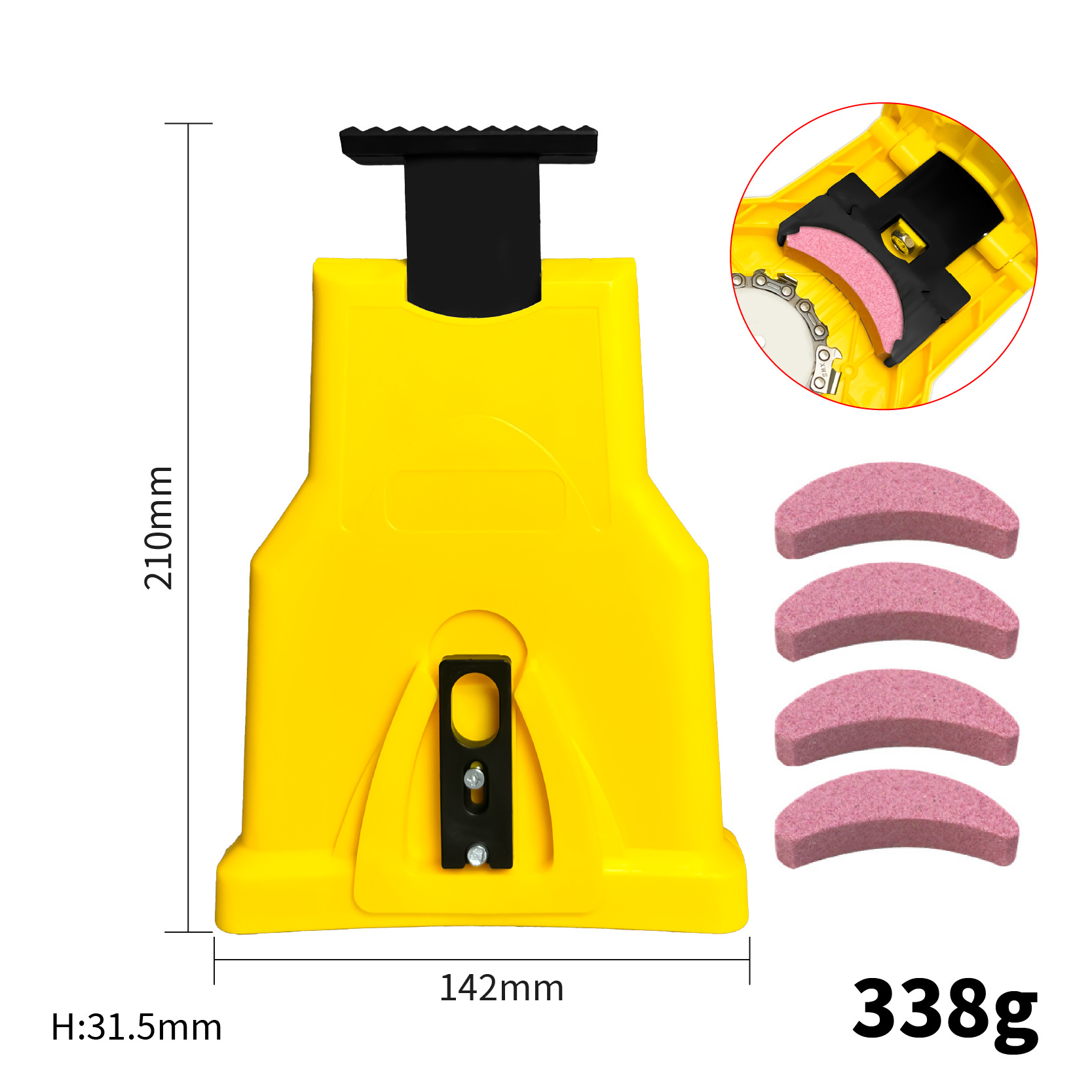 A2056 - Afilador de Cadenas de Plástico Amarillo, 5 unidades + 4 Crecidos