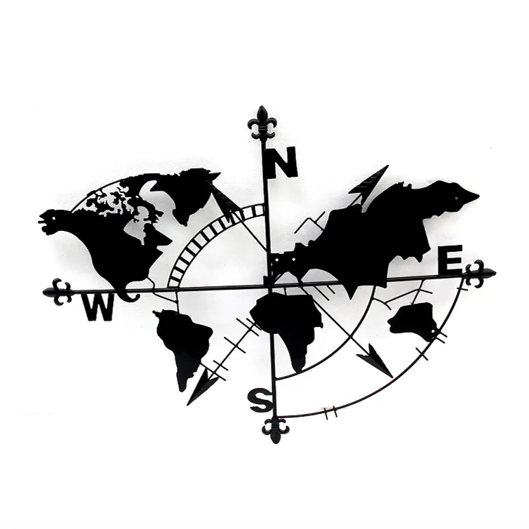 Decorazione su misura della parete di arte della parete del metallo della mappa di mondo del metallo per la casa