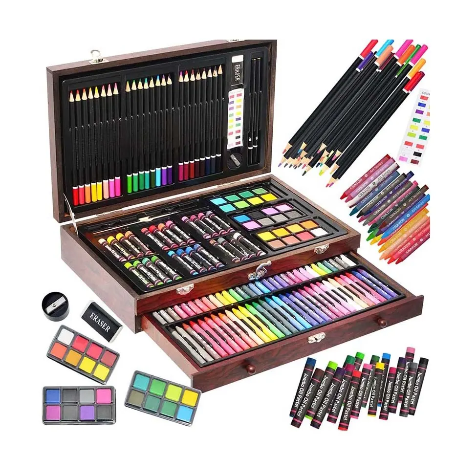 143 Uds profesional niños niñas dibujo lápiz borrador grafito boceto y Color dibujo conjunto arte pintura Kit con Dra