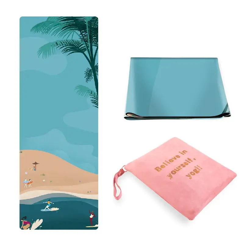 Nieuw Ontworpen Outdoor Oefening Dunne Mat Lichtgewicht Natuurlijke Rubber Microfiber Suède Yoga Mat Opvouwbare Reis Yoga Mat