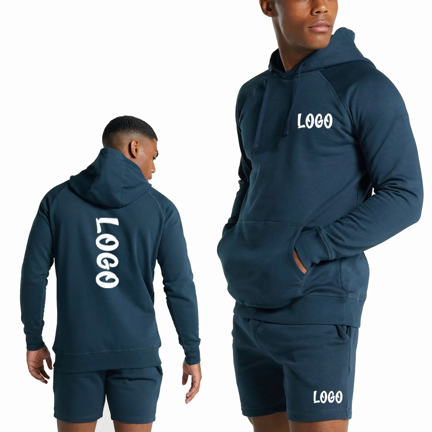 Decheng personnalisé Shorts hommes vêtements coton sweat-shirts Essentials Vintage sweats survêtement à capuche ensemble