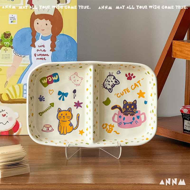Jaune - Grille rectangulaire de 9,5 pouces, graffiti q meow
