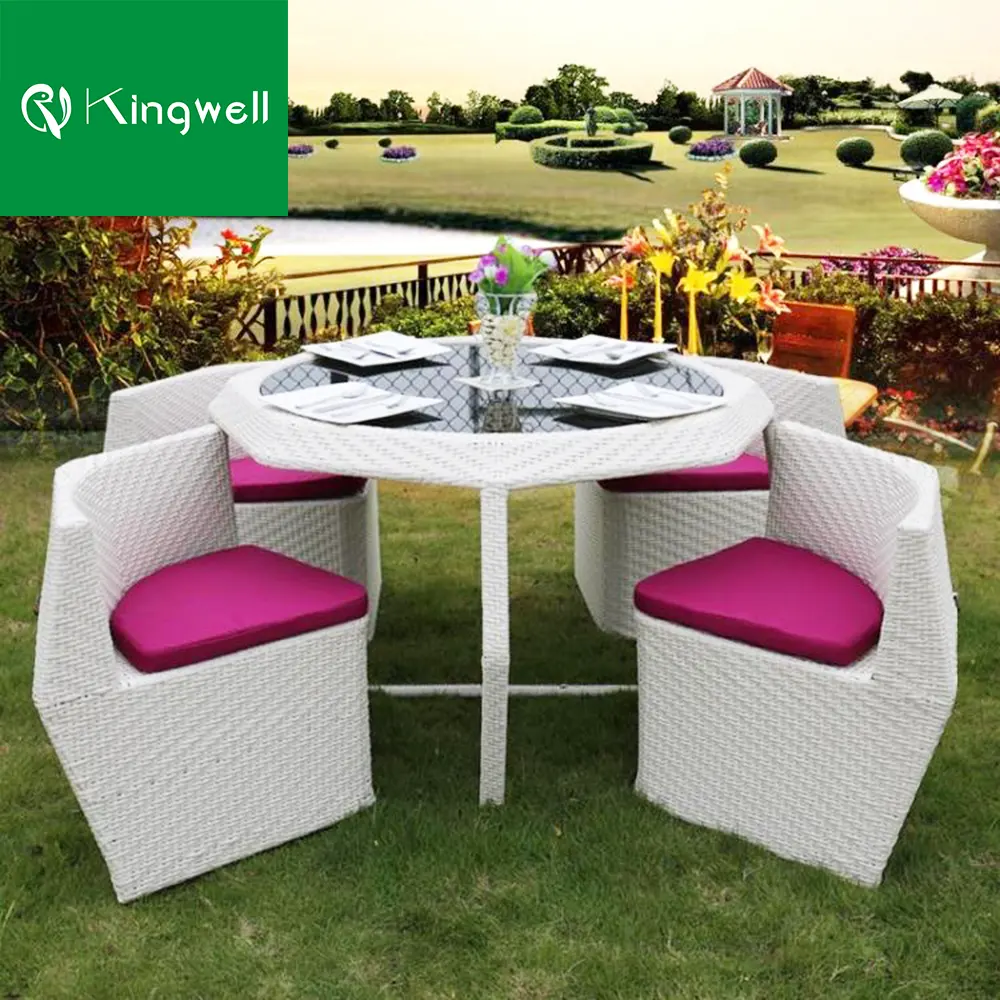 Classical vintage outdoor terrace rattan furniture dining set garden dining rattan wicker table and 4 chairs sets