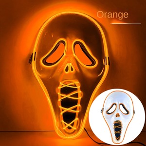 2024新しいスポット卸売発光<span class=keywords><strong>LED</strong></span>マスクプラスチックホラースクリームハロウィンマスク10色点滅ステージナイトクラブパーティーマスク