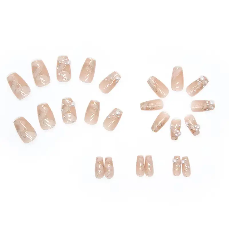 Foretrend Removível Caixão Modelo Alongado Mulher Nail Art Decoração Extra Longa Imprensa Nas Unhas Atacado Artificial