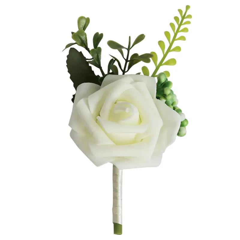 Venda imperdível broche de flores artificiais de seda para decoração de casamento de noiva e noivo em cores, broche de flores artificiais criativo