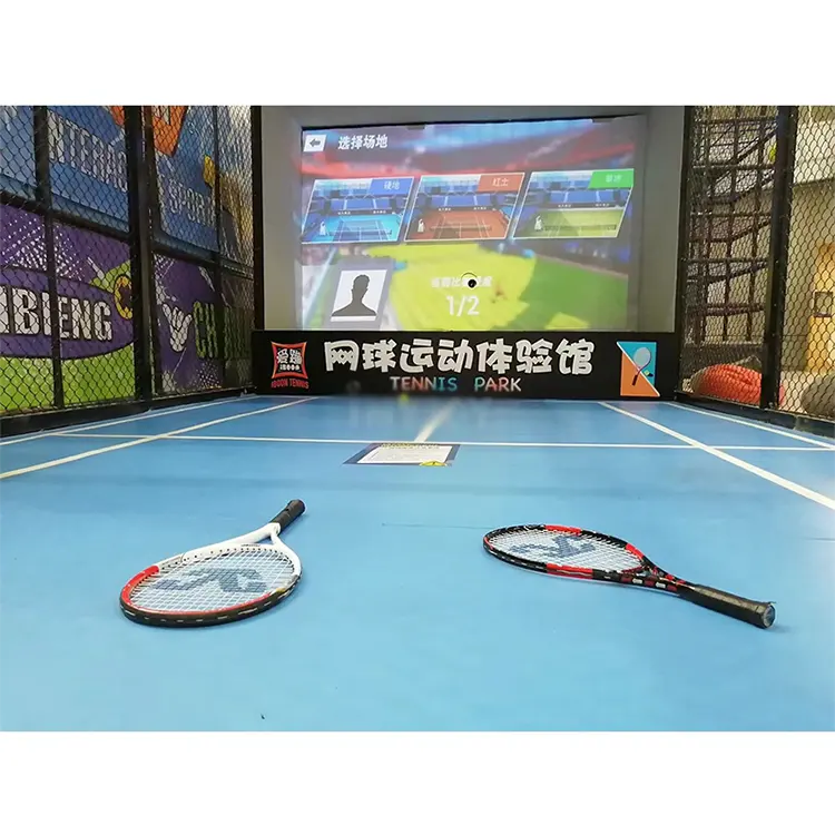 Best Price Promotional tennis simulator games interactive projector wall game with serve machine