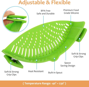 Cooking Helper Silicone Clip on Strainer for <strong>Pots</strong>, <strong>Strain</strong> <strong>Pot</strong> &amp; Pasta Strainer for Meat, Vegetables, Fruit, Kitchen Gadgets - Product Image 2