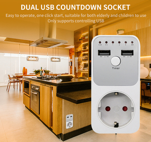 Presa per conto alla rovescia a doppio controllo presa elettrica intelligente da 10 ore per doppio interruttore di interfaccia USB con spina EU - Product Image 6