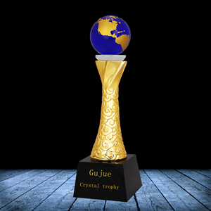 Custom Metal Gold-plated Trophy with Crystal Earth World Competition Trophy Oscar Trophy Souvenir Golden Globe <strong>Award</strong> - Product Image 2