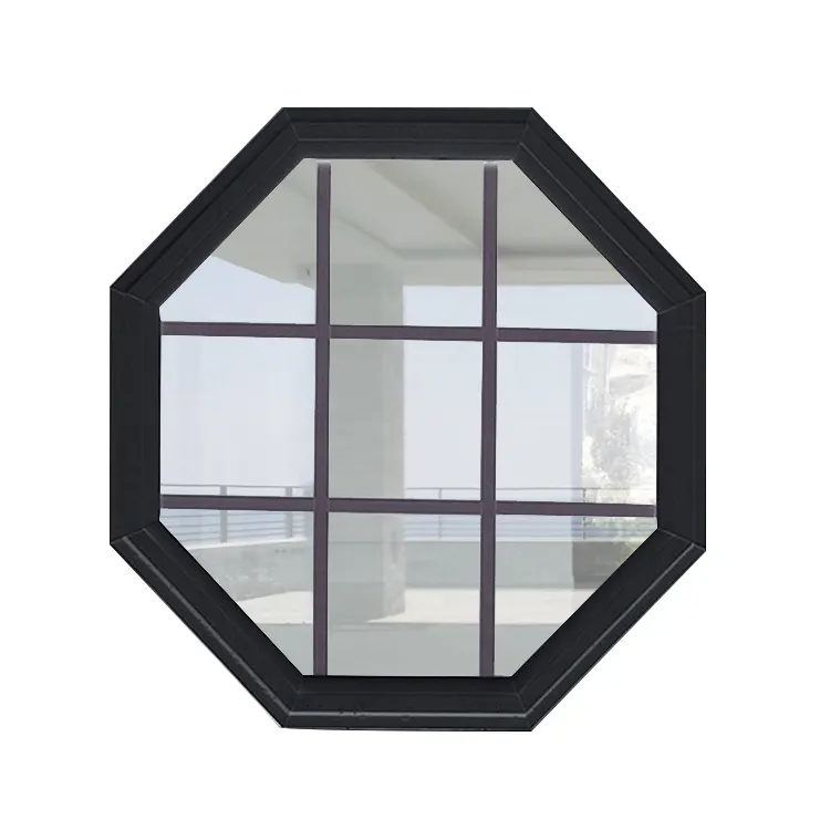 De vidrio de aluminio de color de madera hexagonal diseño de ventana