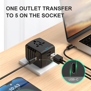 All One 2.4A World Power Type C USB <strong>Port</strong> Universal 2-USB Conversion Travel Charger with 5V/2A <strong>Input</strong> - Product Image 4