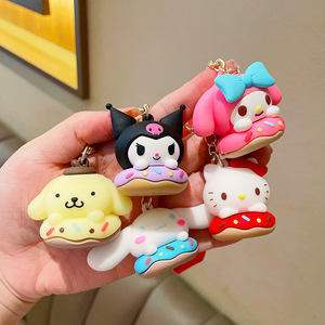 Mới Đến Kawaii Kim Loại Key Chủ Dễ Thương Sanrioed 3D Mềm Cao Su Donut Mặt Dây Chuyền Thời Trang Phim Hoạt Hình Xe Keychain Donut Giai Điệu - Product Image 1