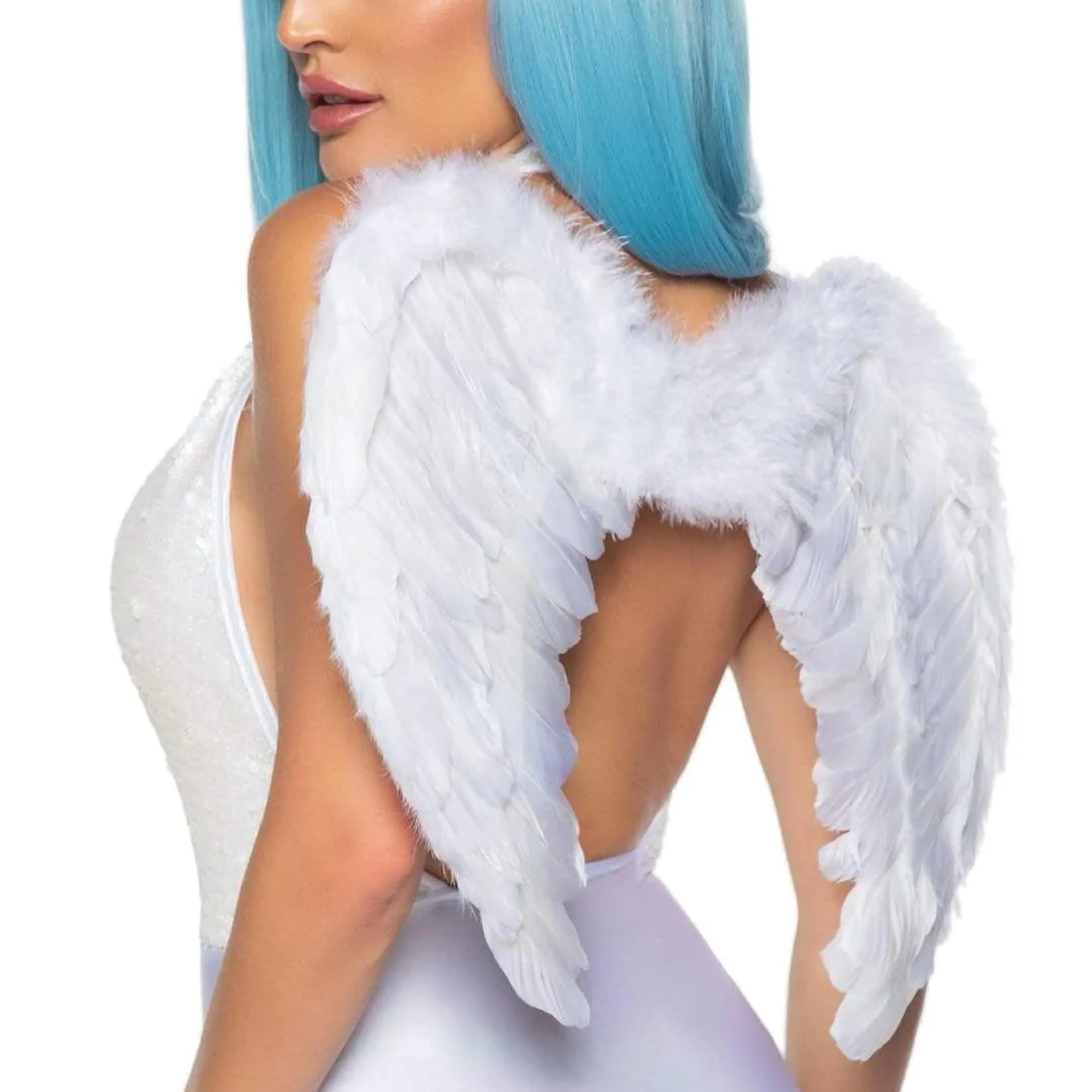 Alas blancas de Ángel, decoración de alas de plumas, para espectáculo de adultos y niños, accesorios de Halloween, disfraz de princesa, niña de las flores