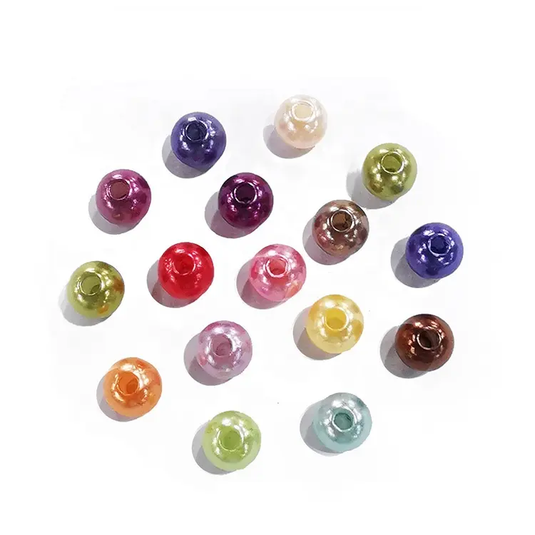 8-15.5mm Multi-Color Round Bead Plastic Bag Chain DIY Beaded Material Accessories Colorful Perforated Pearls