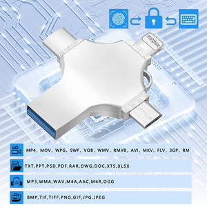 Grande capacità 64GB USB 3.0 Memory Stick 4-in-1 Mini metallo Flash Drive per Smartphone Computer Android PC - Product Image 6