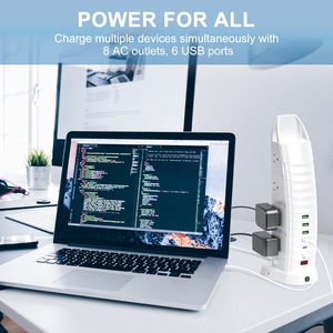 <strong>American</strong> Surge Protector <strong>Power</strong> Strip US Standard Desktop Extension <strong>Socket</strong> 8AC Outlet 4 <strong>USB</strong> a 2TypeC With Switch - Product Image 4