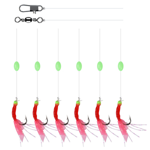 Palmer 6 móc <span class=keywords><strong>sabiki</strong></span> Giàn Khoan biển câu cá <span class=keywords><strong>sabiki</strong></span> móc sáng <span class=keywords><strong>sabiki</strong></span> nước mặn câu cá với da cá thật hoặc lông đầy màu sắc - Product Image 3