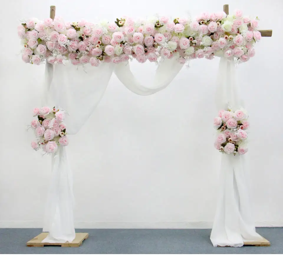 Cortina de flores Artificial personalizada para bebé, decoración de arco de boda, rosa, blanca, rosa, para fiesta, pantalla de fondo