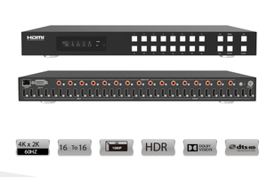 18Gbps 16x16 UHD 4K 60Hz HDR HDMI Matrix Switcher con Down Scaler SPDIF Audio Extractor - Product Image 6