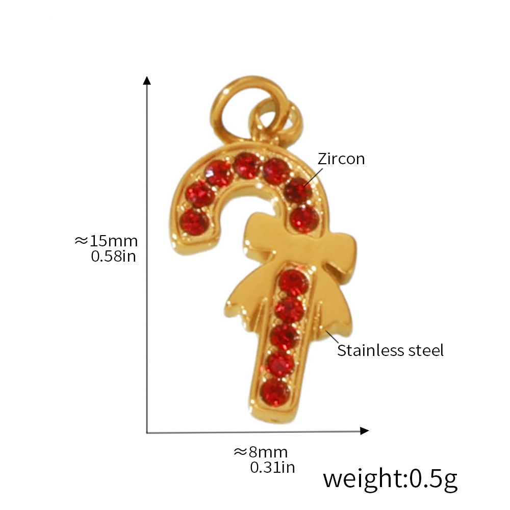 Golden Santa Claus Cane Pendant