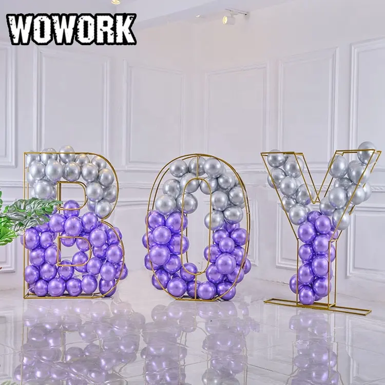 2024 WOWORK Fushun 3D personalizado precioso DIY gran marco alambre nombres globo letras para fiesta boda decoración suministros