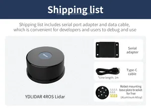 YDLIDAR 4ROS Lidar TOF 30M Range impermeable a prueba de polvo antideslumbrante 100KLux Mapeo de alta precisión para ROS ROS2 Raspberry Pi Jetso - Product Image 2