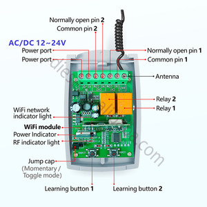 DC12-24V Wireless WiFi RF Fernbedienung Relais Modul Schalter 2 Kanal Smart Home WIFI Empfänger - Product Image 5