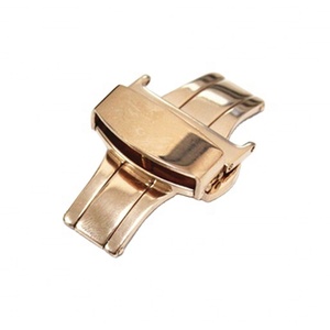 Hebilla de reloj de mariposa de acero inoxidable con doble botón 10 12 14 16 18 20 22 mm cierre desplegable para correa de reloj de cuero - Product Image 6