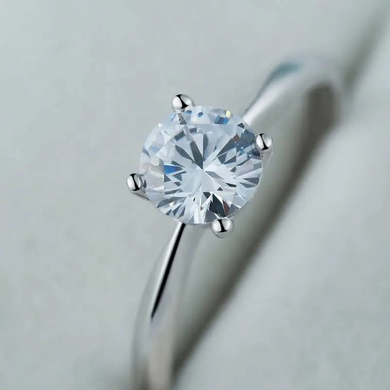 Женское обручальное кольцо Zyo, белое сапфировое 925 из стерлингового серебра с круглым вырезом, простое регулируемое кольцо с муассанитом