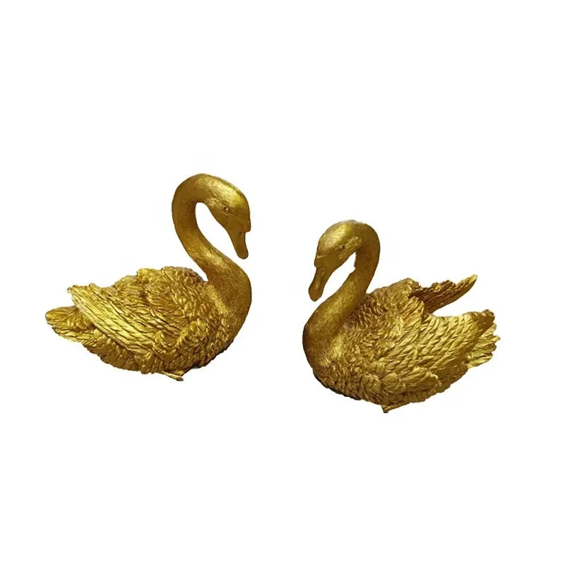 Artigianato cigni d'oro decorazione del giardino di casa accessori per la casa regali statua scultura per la decorazione d'interni statua animale in resina