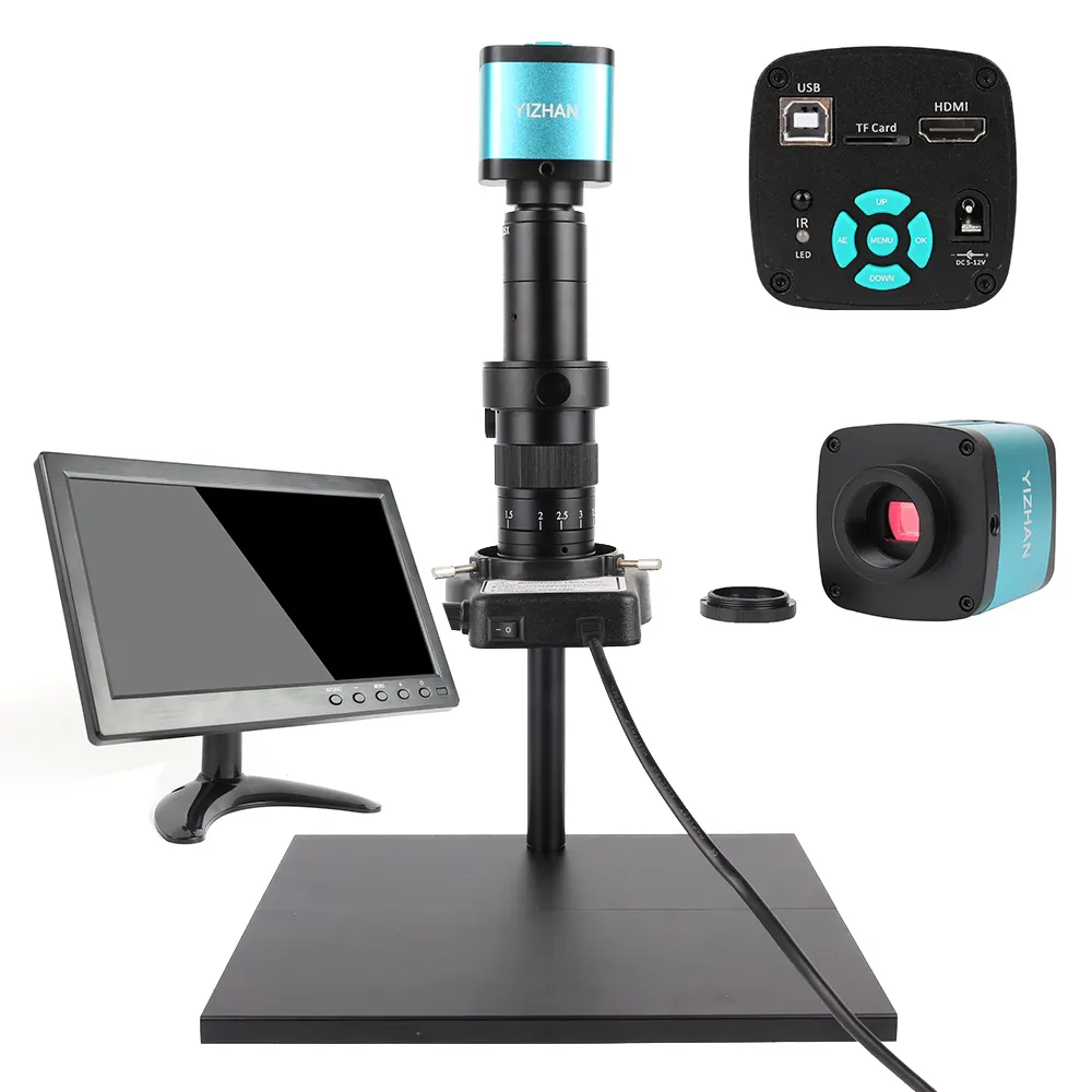 Microscope monoculaire 180x 48mp Hd HD-MI Compatible USB caméra de mesure d'enregistrement vidéo numérique industriel pour la réparation