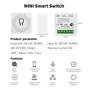 10A/16A Smart Home Automation ON/OFF Mini Smart Wifi Breaker DIY Switch Soporte Control de 2 vías Tuya Smart Wifi Switch - Product Image 3