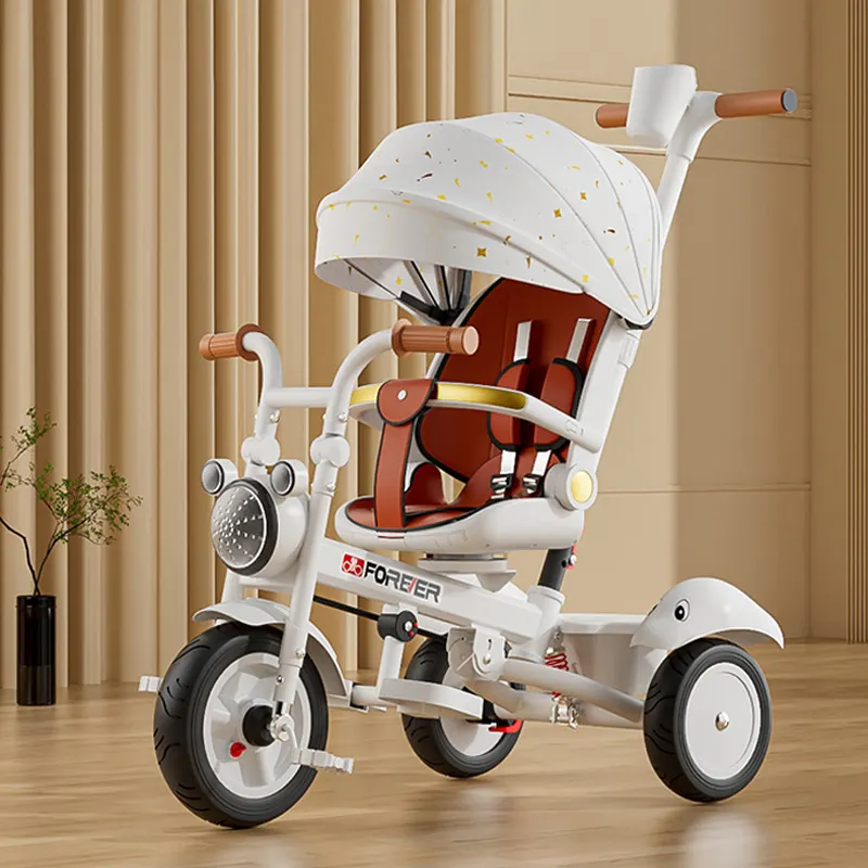 mehrzweck zusammenklappbar single mom 3-rad mit scheinwerfern sitz fahrrad dreiräder für kinder mit vordach