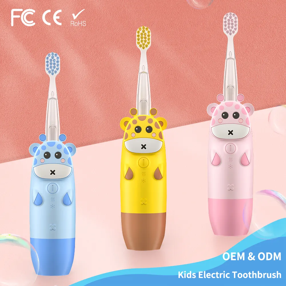 Kunden spezifische bunte elektrische Zahnbürste für Kinder 4 Reinigungs modi LED-Licht tragbare Baby Kinder Sonic elektrische Zahnbürste