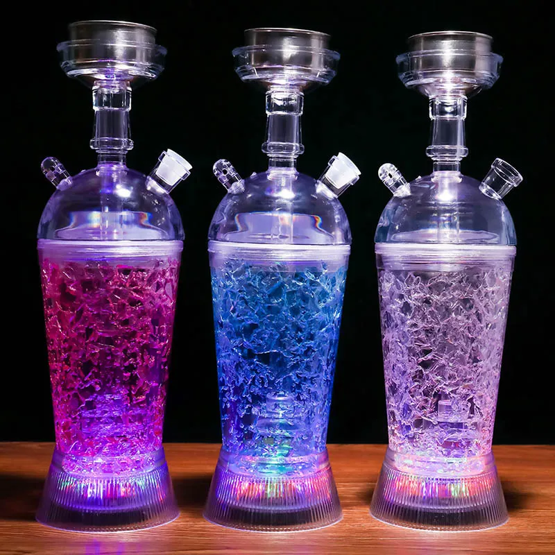 Nhà Máy Bán Buôn Tùy Chỉnh Xách Tay Du Lịch Acrylic Shisha LED Xe Hookah Ly Hút Thuốc Điện Tử Mini Shisha Hookah