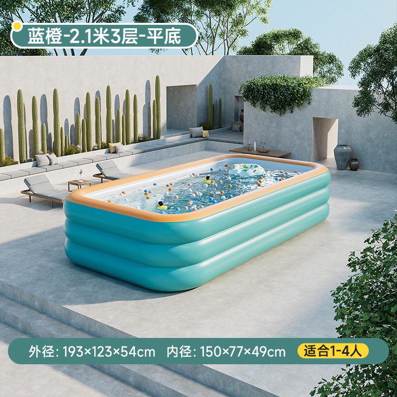 21m 3-tier blue-orange flat-bottom inflatable pool