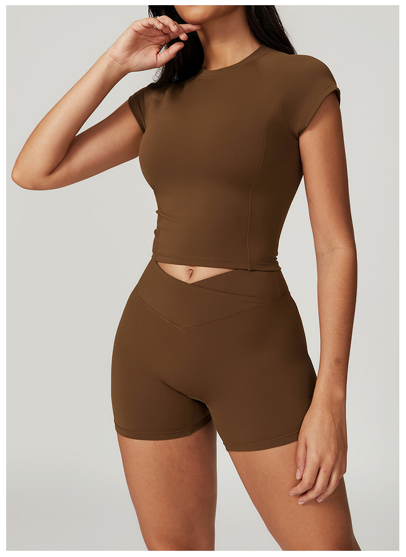 brown Short sleeves & shorts