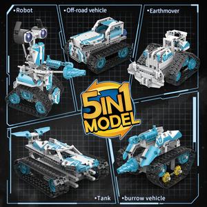 Criativo aplicativo de programação 5 em 1 conjunto de blocos de construção de haste de robô quebra-cabeça infantil brinquedo de bloco de construção RC brinquedo DIY para crianças