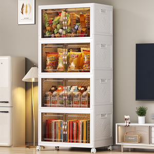 Organizador de almacenamiento apilable, contenedores de almacenamiento con tapas, caja de almacenamiento plegable con asa para dormitorio, sala de estar, cocina - Product Image 1