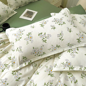 ชุดเครื่องนอนสี่ชิ้น, ผ้าฝ้ายทั้งหมด, ผ้านวมคลุมเตียง, ผ้าปูที่นอนสีแดง - Product Image 3
