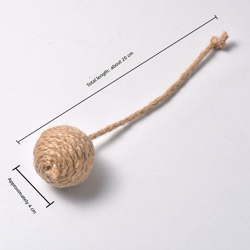 Pelota de juguete de cuerda de sisal beige con cola